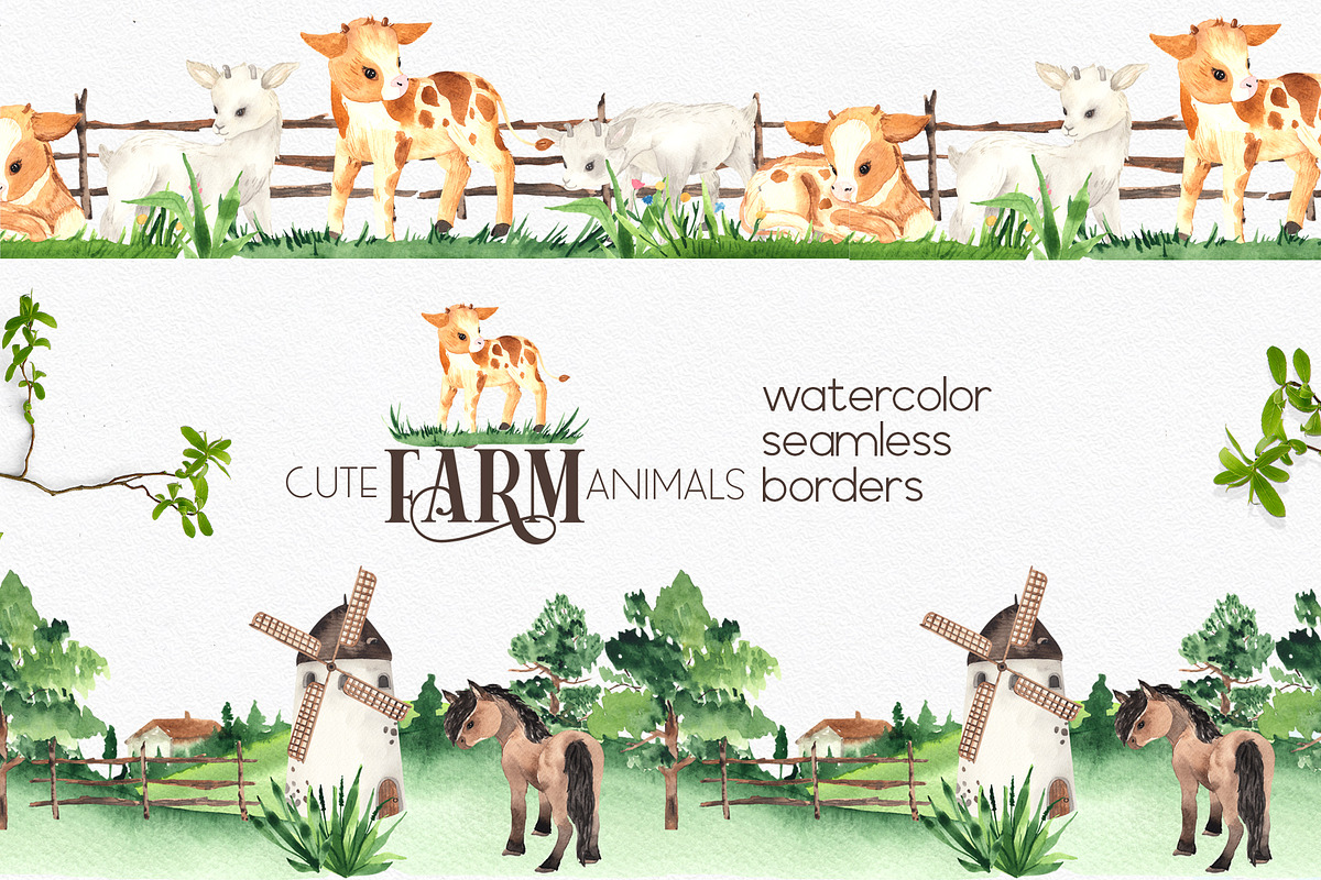 Watercolor Farm Animals, an Object Graphic by Ana-Sakuta (Photo 6 of 20)