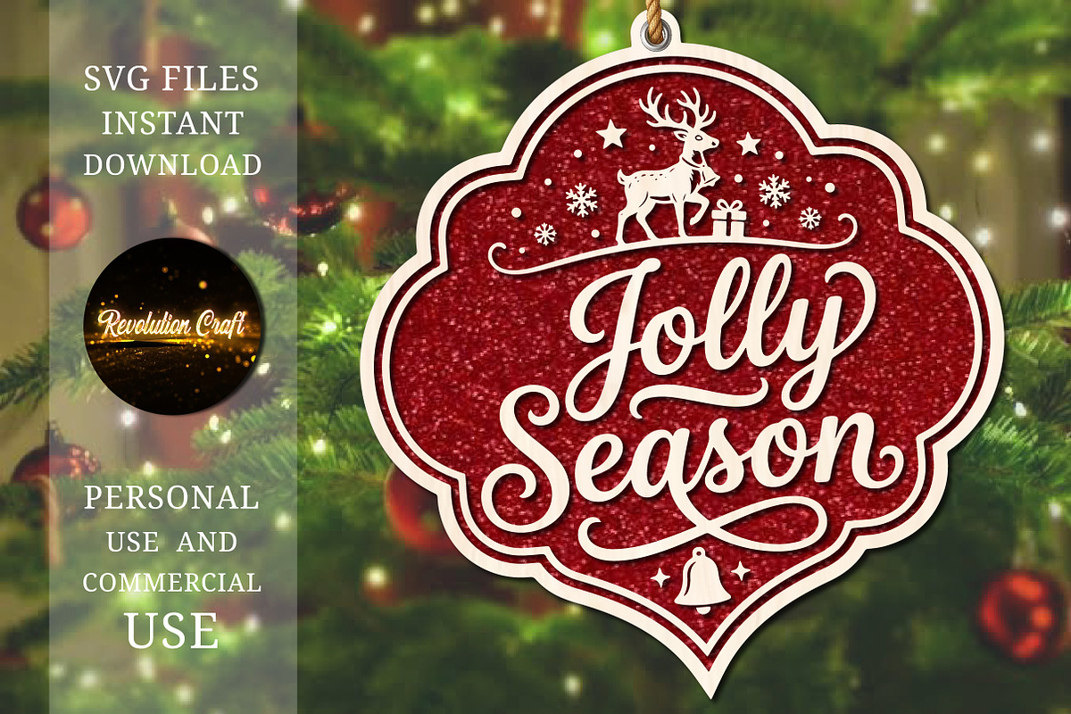 Holly Season Christmas Ornament SVG, an Object Graphic by OK Design (Photo 1 of 3)