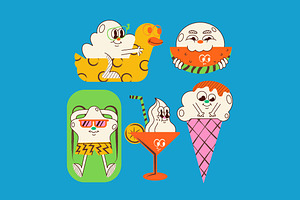 Blue Summer Character Illustration, a Seasonal Illustration by graphicook