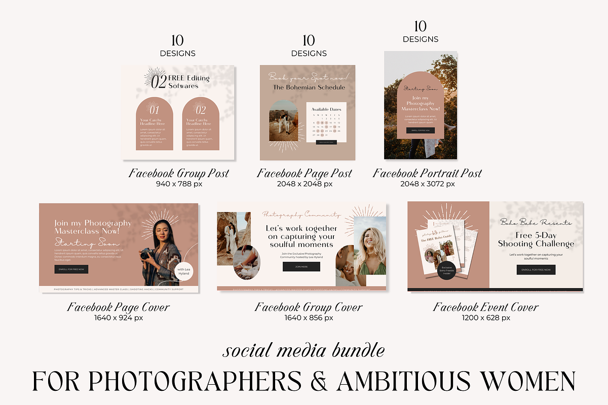 Facebook Post Cover Boho Canva, a Social Media Template by HerstedHertz (Photo 2 of 10)