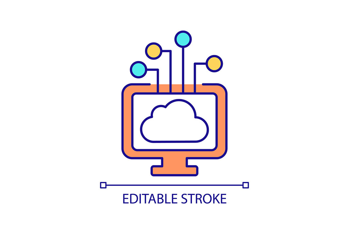 Cloud data storage app for pc RGB, an Outline Icon by IMG Visuals
