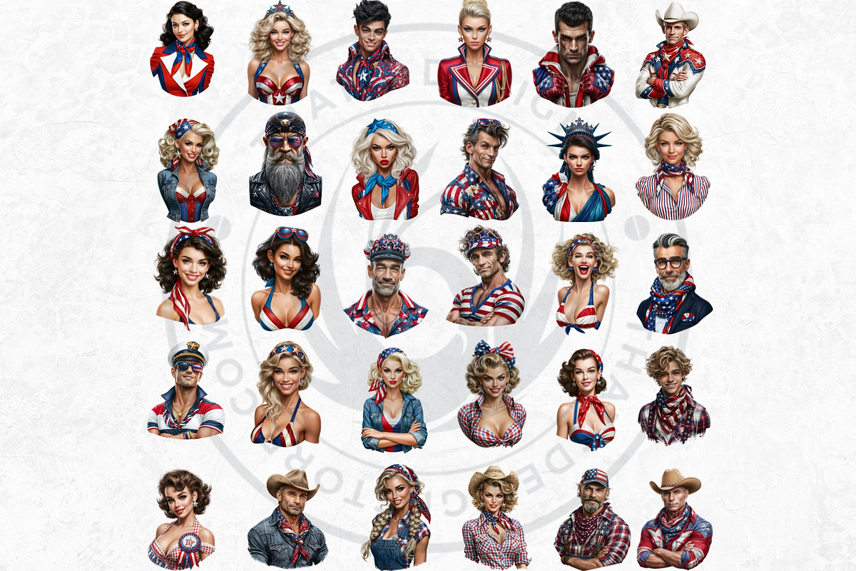 4th of july Patriotic Characters V1, a Person Illustration by ThatsDesignArt (Photo 4 of 12)