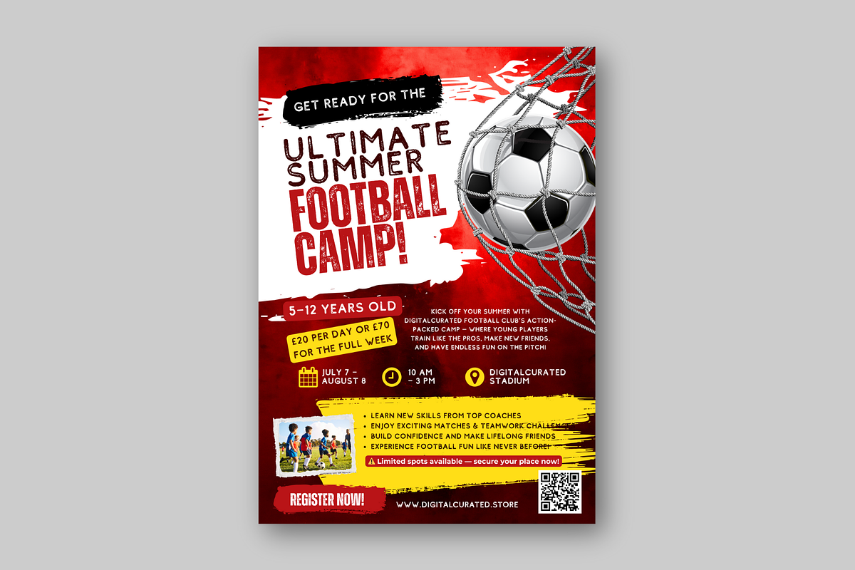Ultimate Summer Football Camp Flyer, a Flyer Template by antyalias store (Photo 5 of 5)