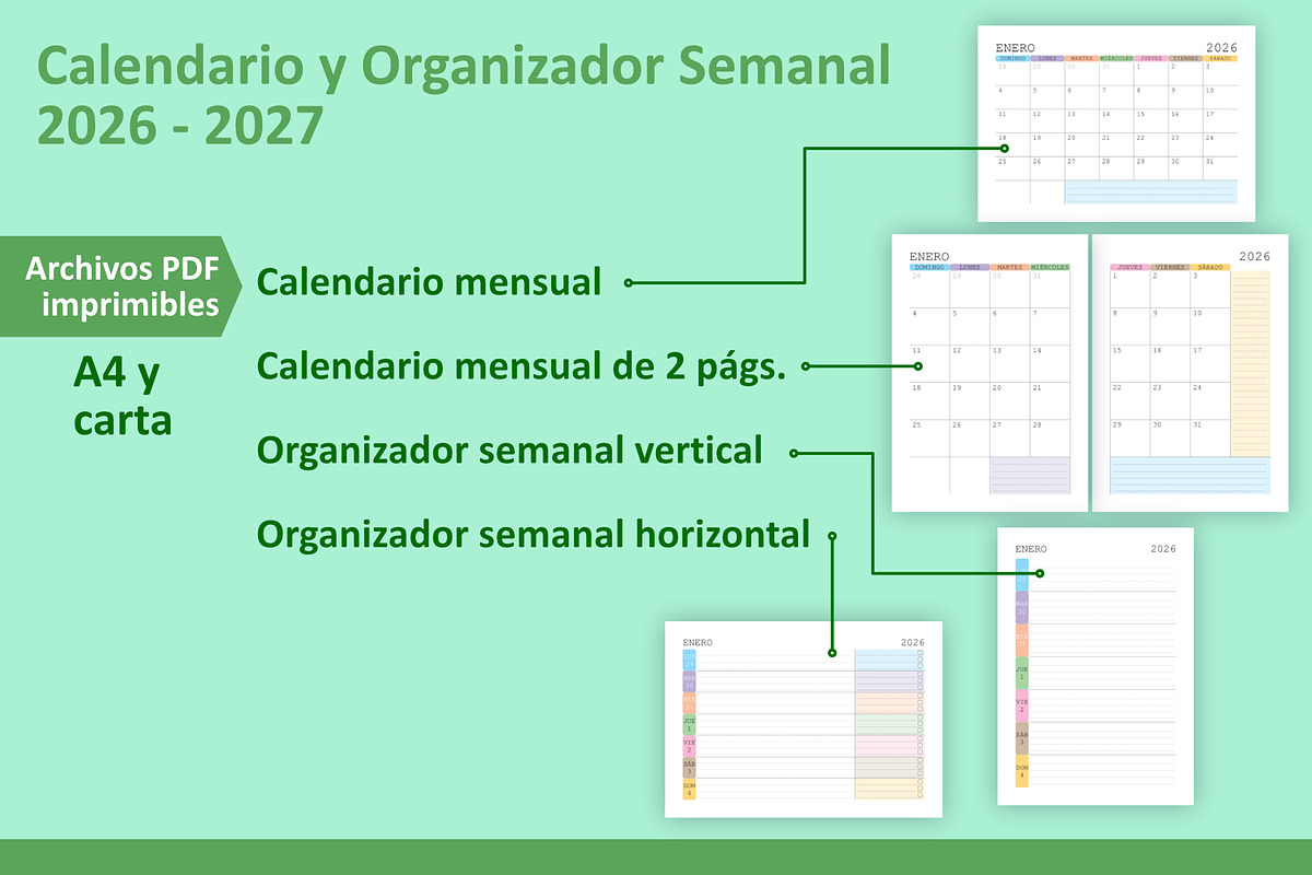 Calendario y Organizador 2026-2027., a Stationery Template by Padrinan (Photo 4 of 4)