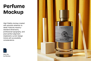 Golden Curtain Luxury Perfume Bottle, a Packaging Mockup by mockeyai (Thumbnail 1 of 3)