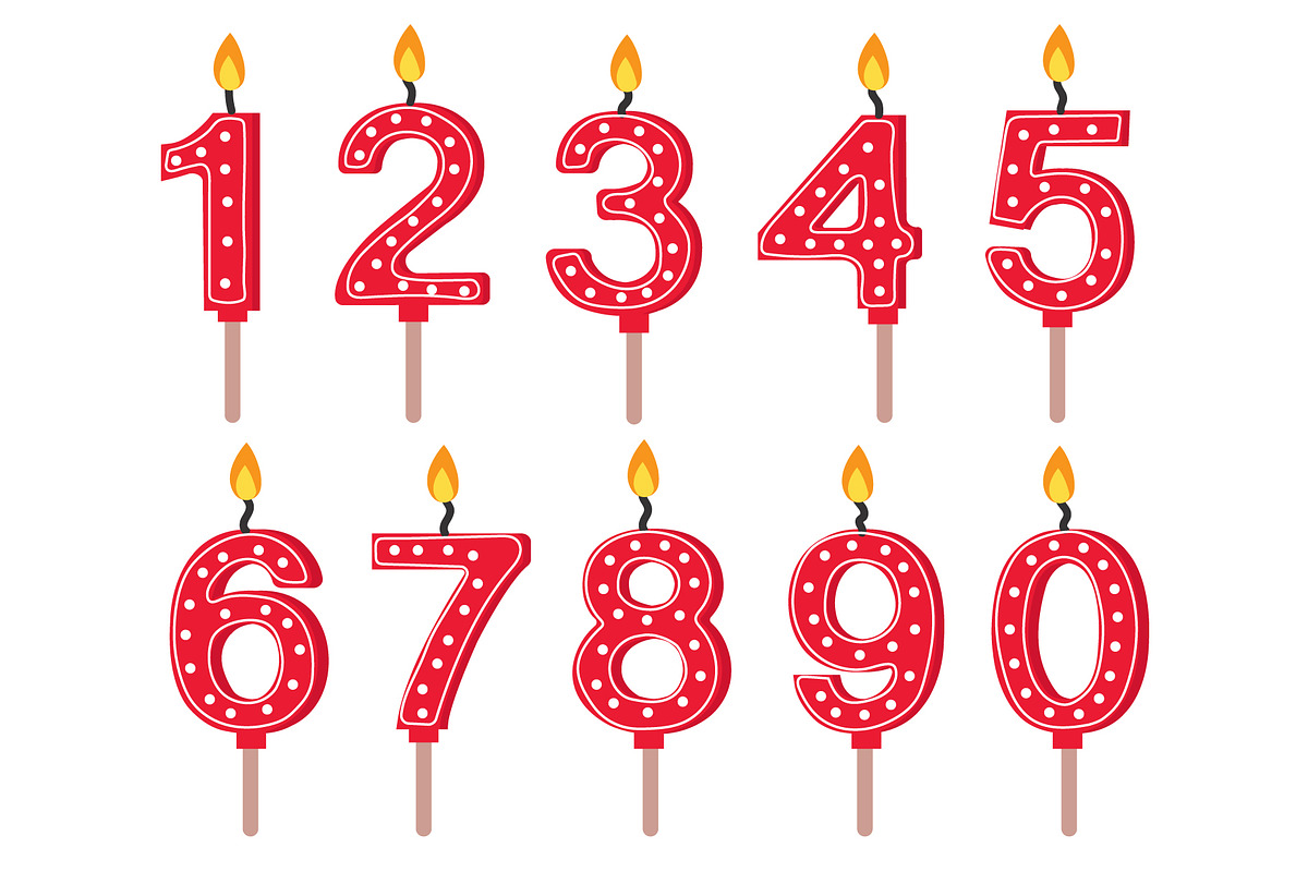 Red Burning Number Candles set, an Illustration by Milota (Photo 3 of 3)