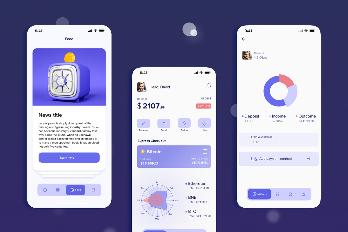 CryptoWallet App UI kit, an App Template by Zhenya_ux (Photo 2 of 6)
