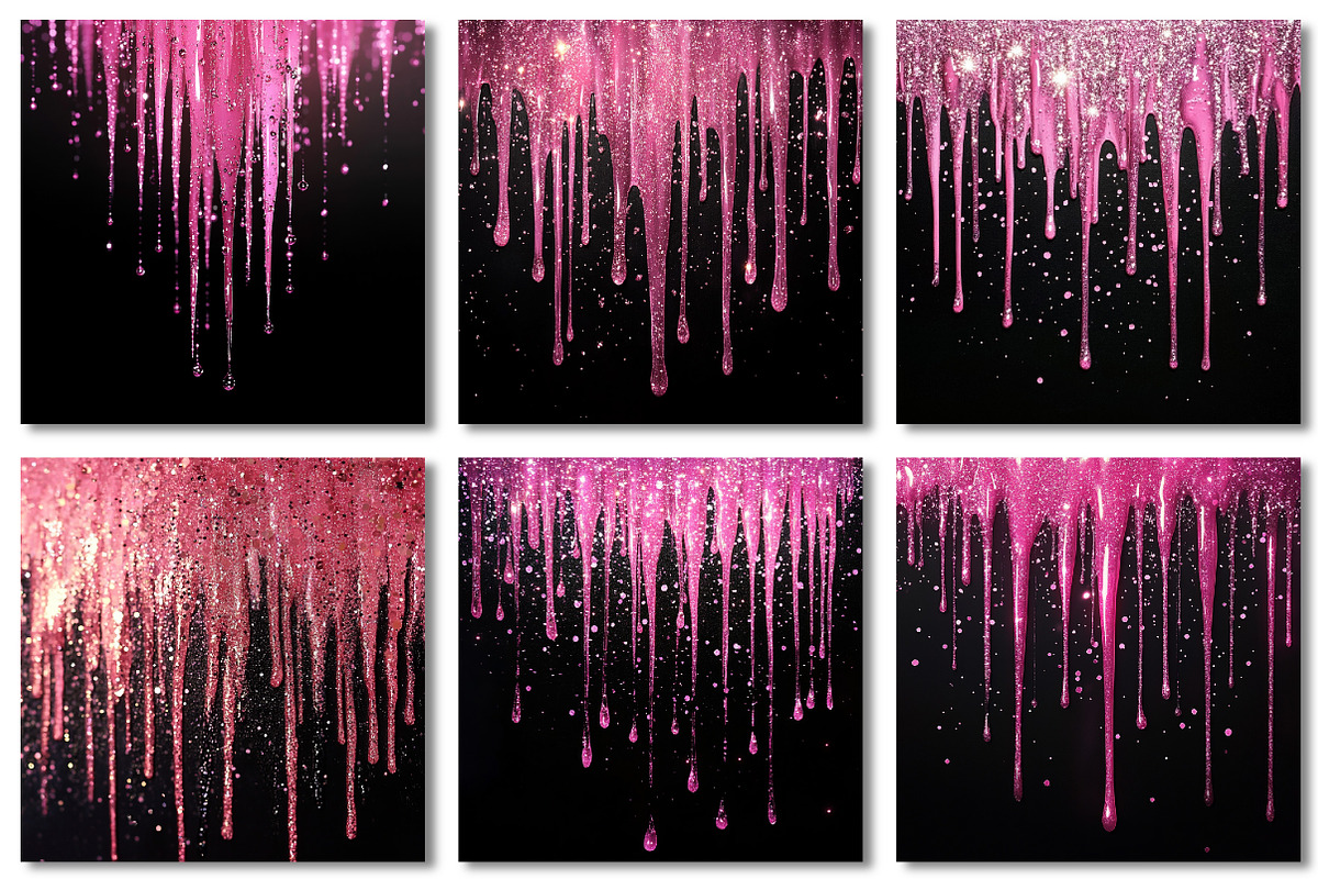 Pink Dripping Glitter Digital Paper, a Texture Graphic by Dream Creation (Photo 5 of 6)