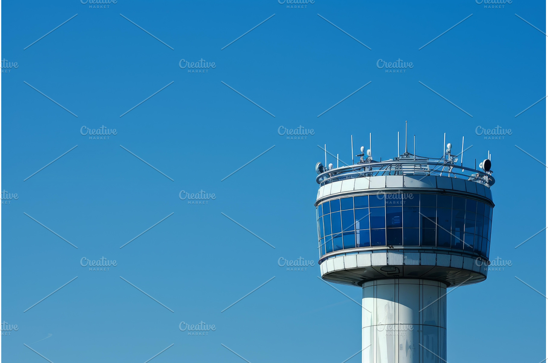 Airport control tower standing tall, a Transportation Photo by Ylivdesign