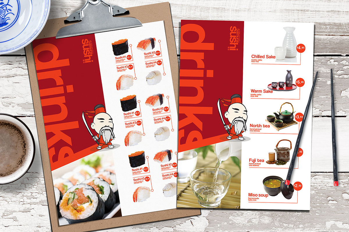 A4 Sushi Menu Template, a Stationery Template by BrandPacks (Photo 1 of 5)