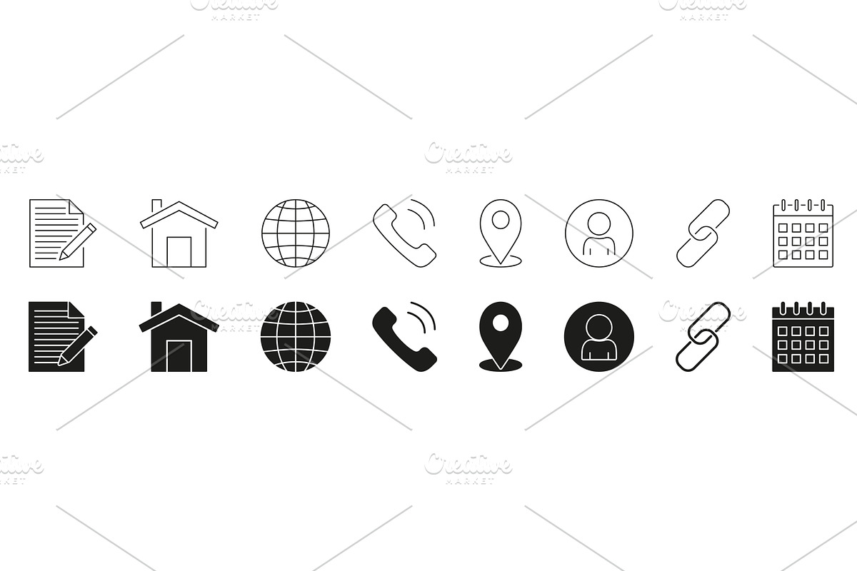 Contact Icon Set, an Object Illustration by Gentle Studio