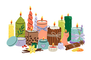 Scented candles collection. Hygge, an Object Illustration by Stock-Smart-Start