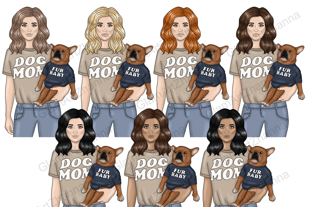 Pets Girls Clipart, a Person Illustration by GlamArtZhanna (Photo 2 of 7)