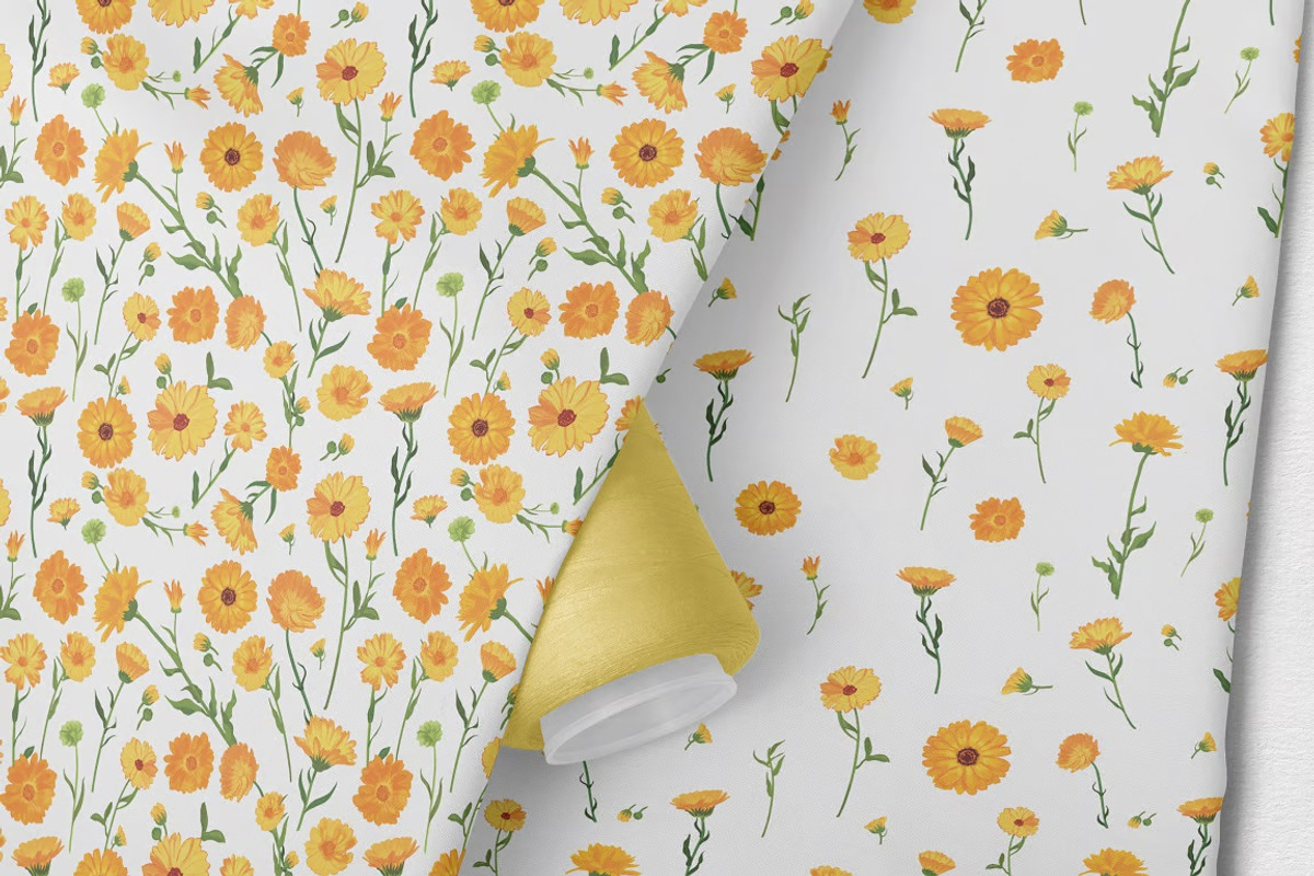 Energetic Calendula Seamless Pattern, a Pattern Graphic by FDR Studio (Photo 3 of 4)