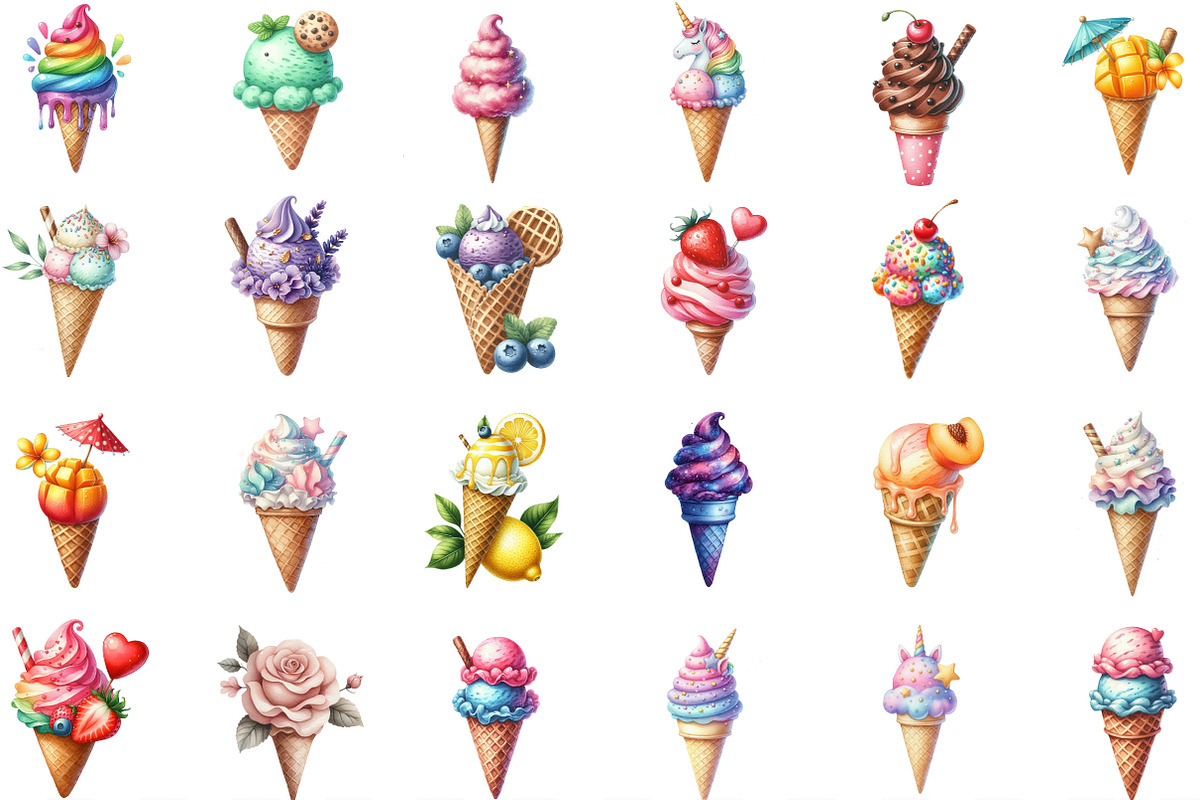 Ice Cream Cone Clipart, an Illustration by Designking (Photo 2 of 4)