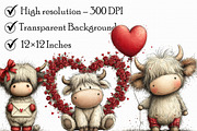 Whimsical Valentine-highland Cow Cli, an Illustration by Libby Wishes (Thumbnail 8 of 8)