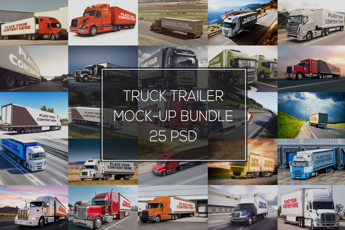 Truck Trailer Mockup Bundle #1, a Mockup by vraiana (Photo 1 of 26)