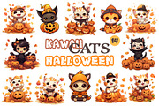 Cute Kawaii Cats for Halloween., an Animal Illustration by KENO Mascots (Thumbnail 1 of 8)