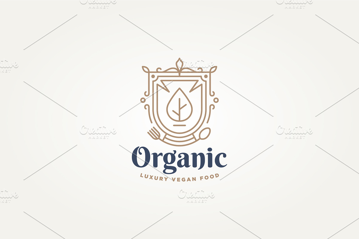 luxury vegan healthy food icon logo, a Branding & Logo Template by Blazybone