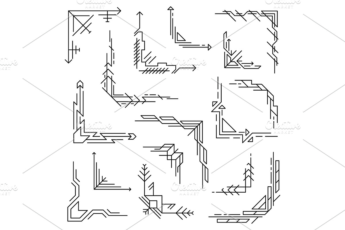 Set of line geometric corners., a Decorative Illustration by incomible