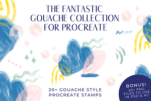 Gouache Procreate Brush Stamps & PNG