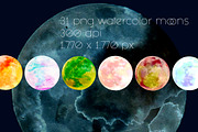 Full Moon Watercolor + bonus, an Illustration by Jeanina Vlad (Thumbnail 4 of 5)