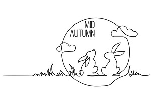 Chinese Mid Autumn Festival linedraw