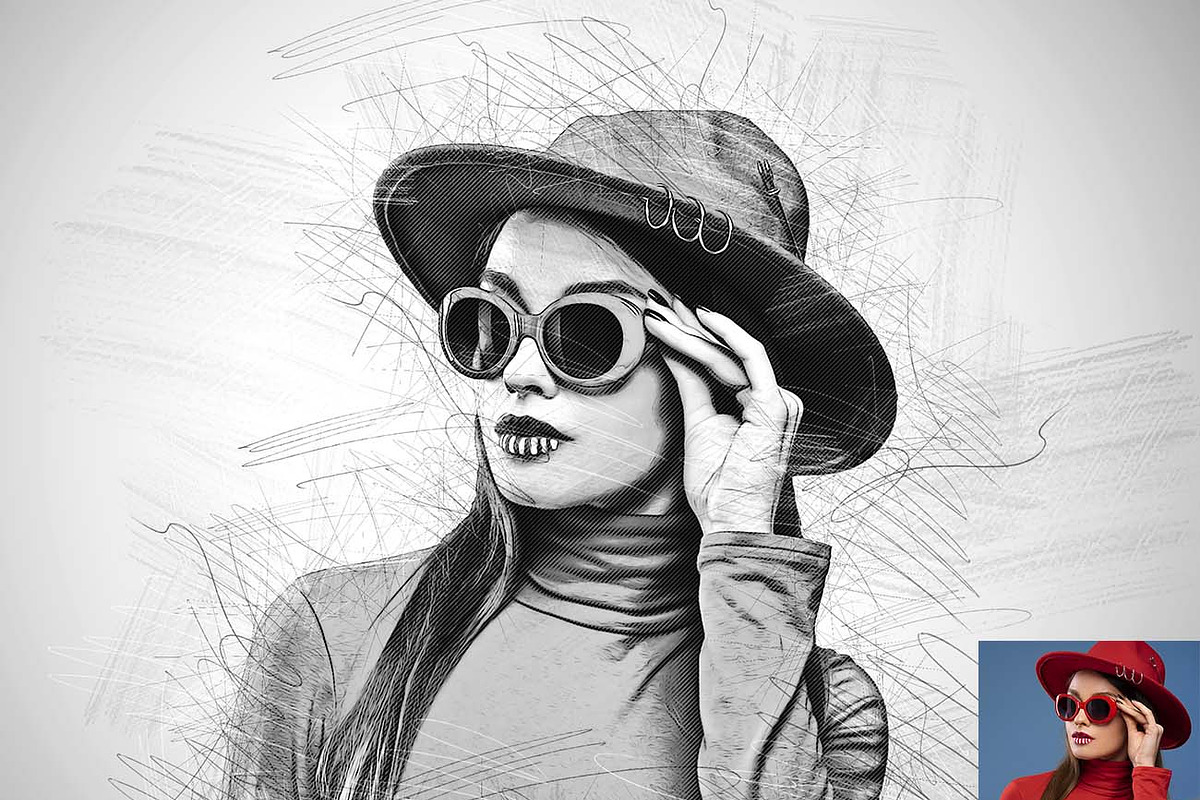 Concept Pencil Sketch Ps Action, an Action Add-On by Studio Retouch (Photo 3 of 12)
