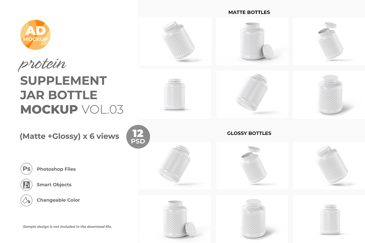 Protein Powder Container Mockup, a Packaging Mockup by Adstart (Photo 2 of 8)