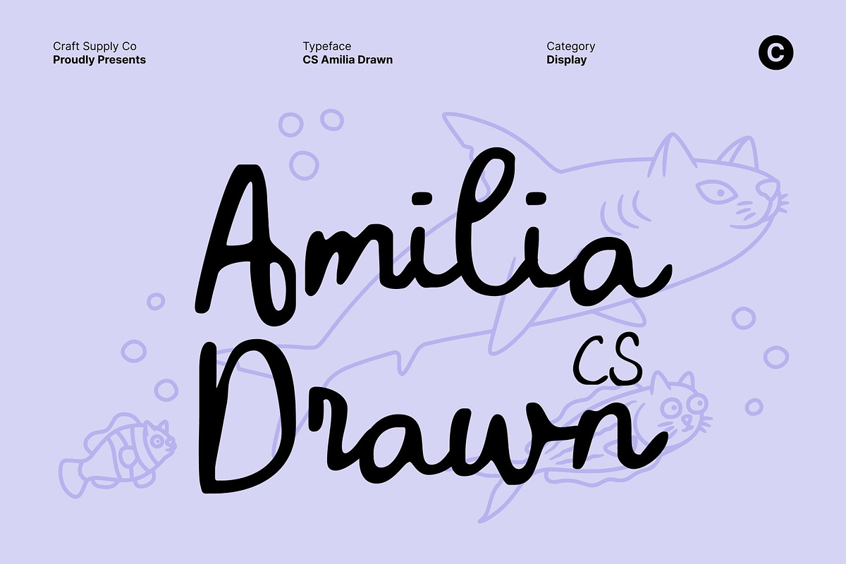 CS Amilia Drawn, a Script Font by Craft Supply Co. (Photo 1 of 8)
