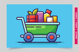 Green cart groceries gifts, an Illustration by Tanuart