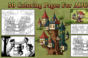 50 Treehouse Coloring Pages, an Illustration by Amazin_art (Thumbnail 1 of 3)