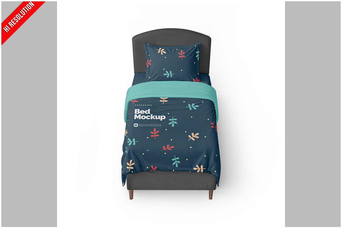 Single Bed Mockup, an Advertising Mockup by Bruno's Shop (Photo 1 of 3)