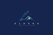 Alaska Abstract Aurora Mountain Logo, a Branding & Logo Template by Signatoro (Thumbnail 1 of 2)