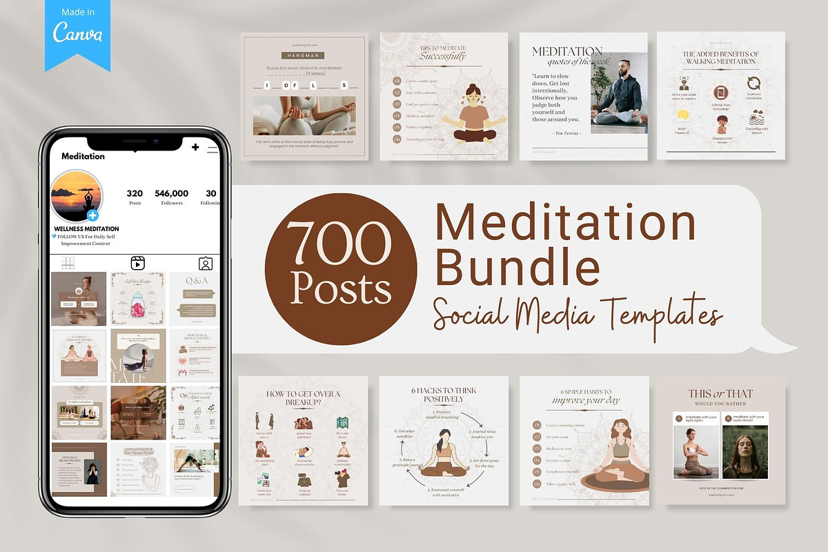 Meditation Canva Templates, a Social Media Template by Viral Content Design (Photo 1 of 15)