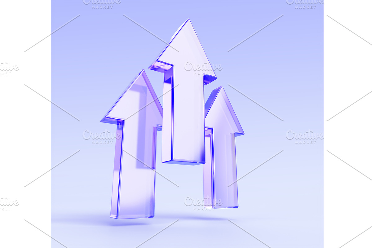 Hologram 3D glass arrows growing up, a Finance Illustration by Marozhkastudio