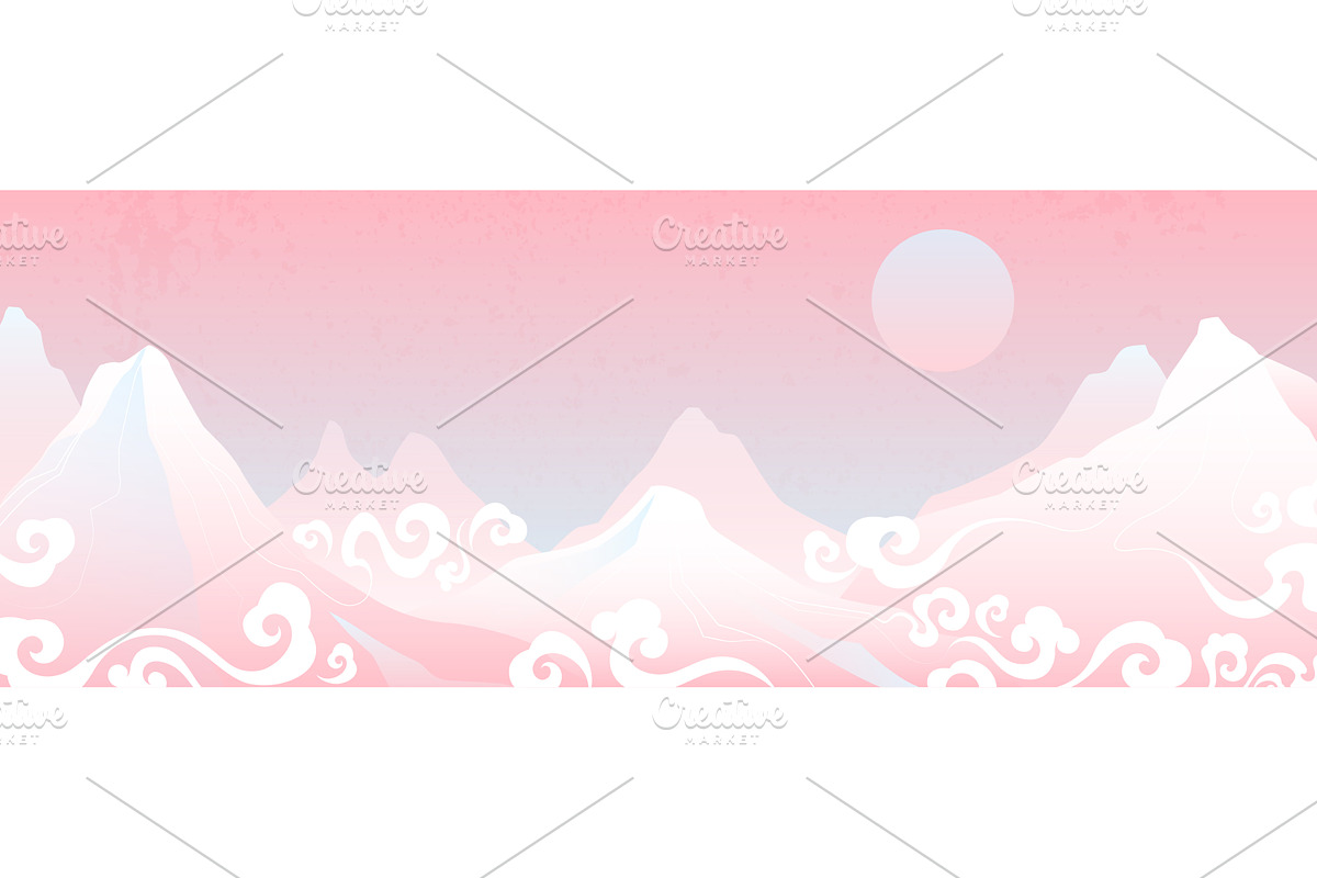 Abstract Japanese mountain landscape, an Illustration by art PVP - market