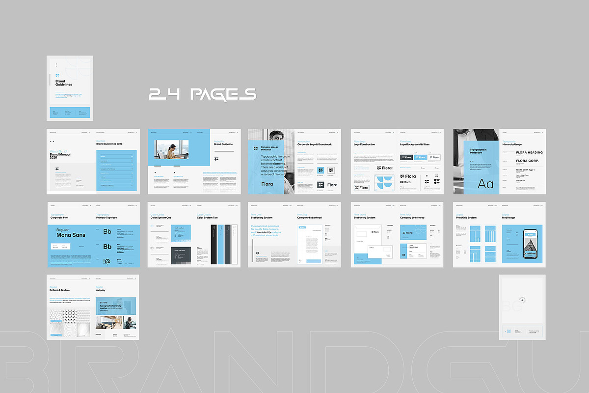 FLORA | Brand Guidelines Template, a Brochure Template by KreateTribe (Photo 8 of 9)