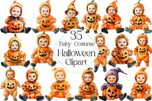 Halloween Baby Costume Clipart, an Illustration by DreamPrint404