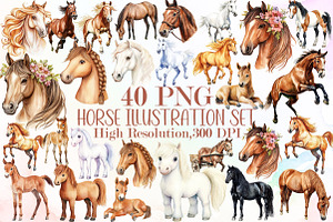 Horse Clipart, Horse Illustration Se, an Illustration by Sublimation Artist