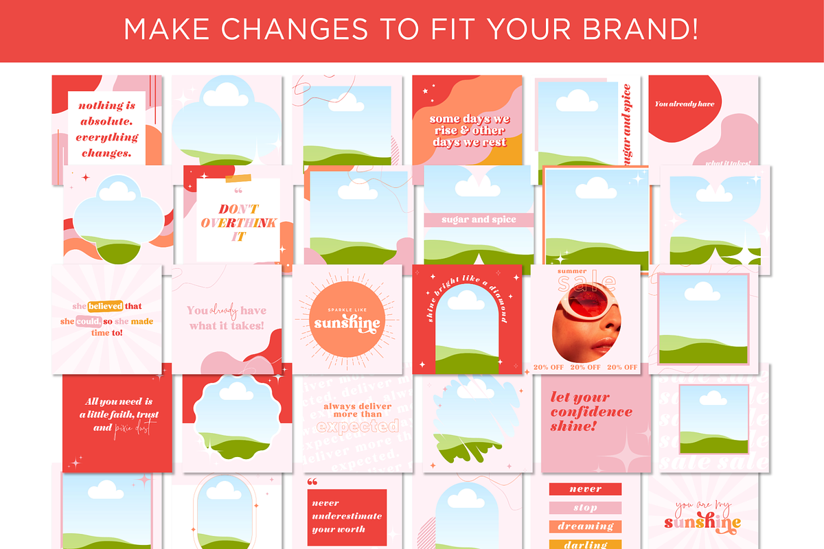 Bright Retro Instagram Posts, a Social Media Template by Macarons and Mimosas (Photo 3 of 10)