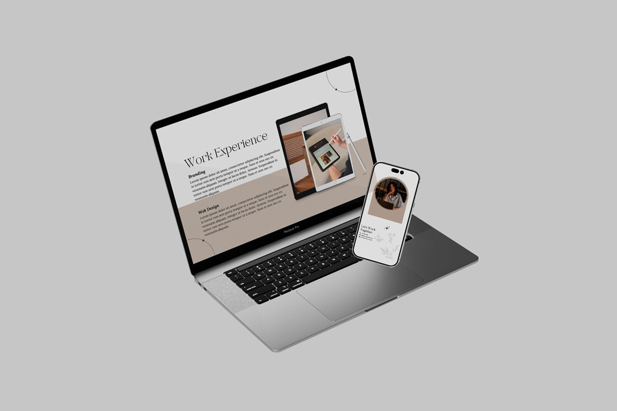 Laptop and iPhone mockup, a Wearable Device Mockup by Creative_A23 (Photo 4 of 6)