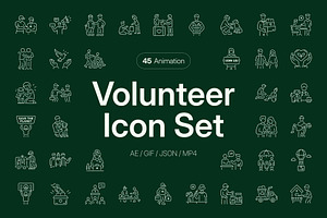 Animated Volunteer Icon Set, an Outline Icon by Prosymbols