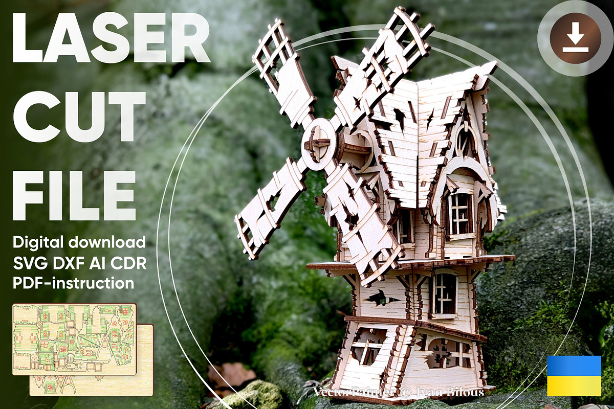 Abandoned Windmill - Laser Cut, an Object Graphic by VectorPainter (Photo 1 of 15)