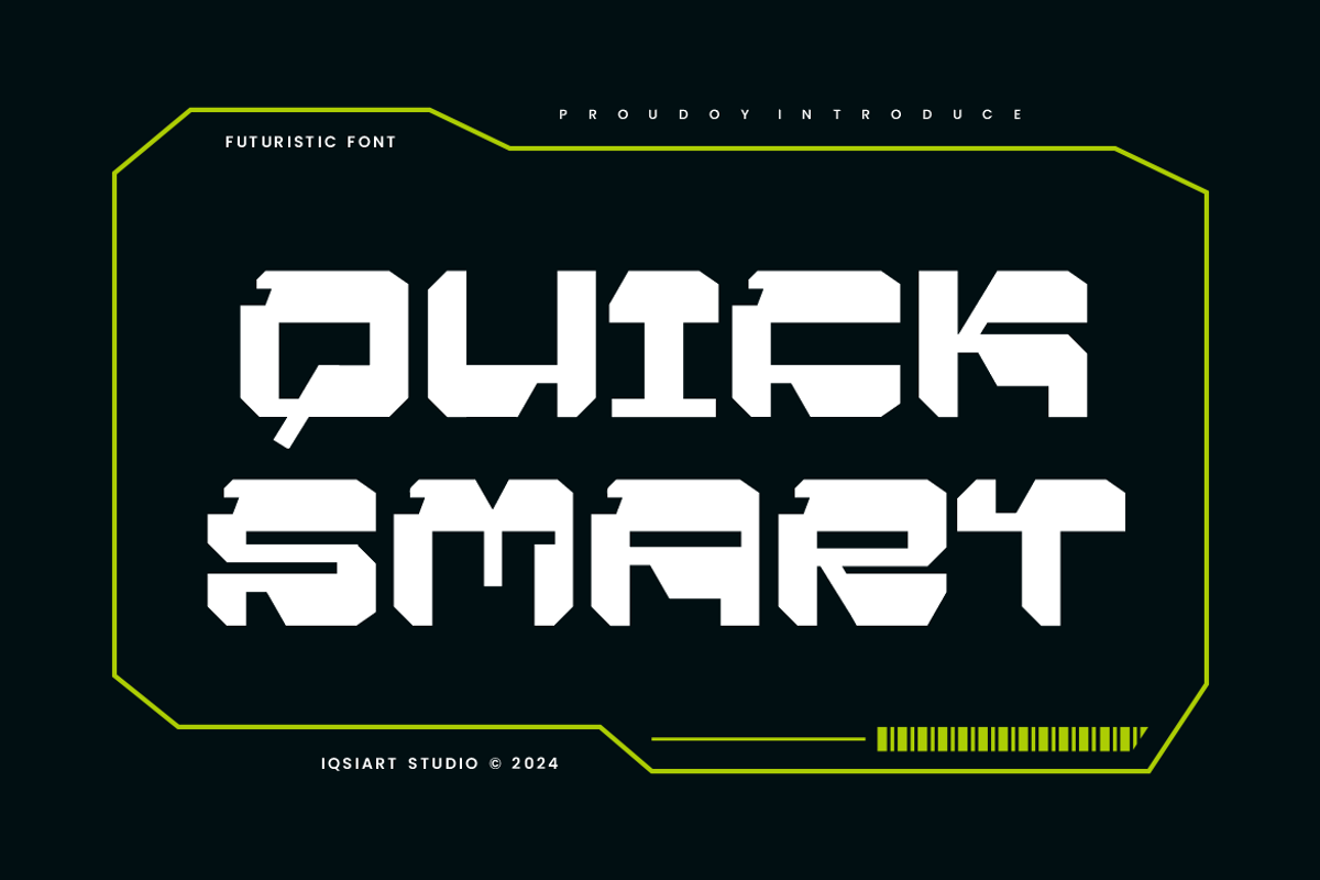 Quick Smart - Futuristic Font, a Sans Serif Font by Iqsiart Studio (Photo 1 of 6)