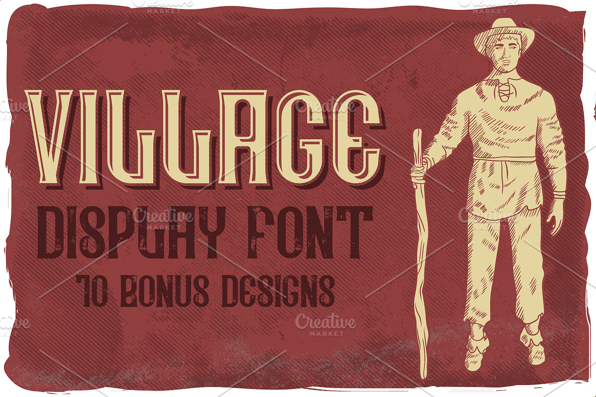 Village font + 10 bonus designs, a Font by Heather_insane (Photo 1 of 9)