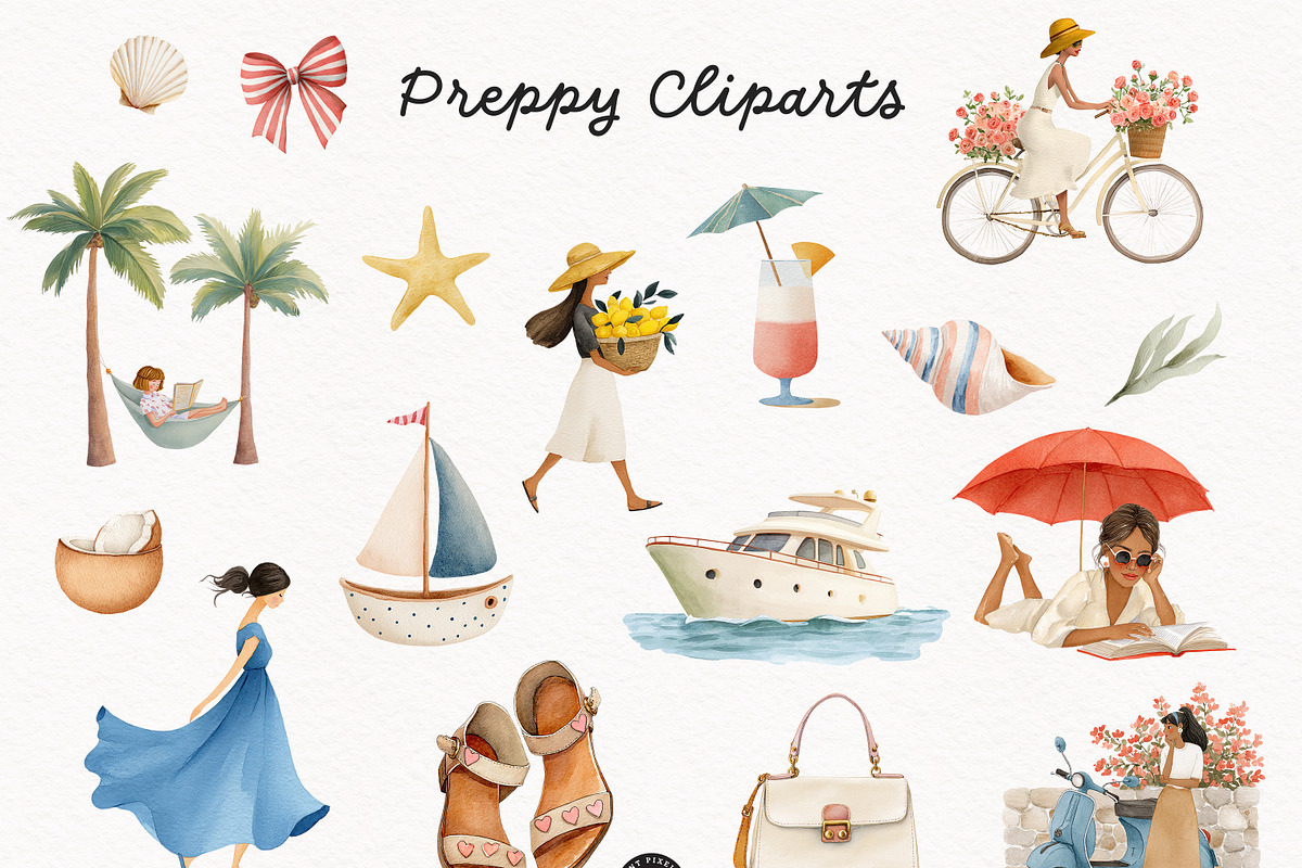 Mediterranean Amalfi Clipart Set, a Person Illustration by PaintPixelCo (Photo 3 of 12)