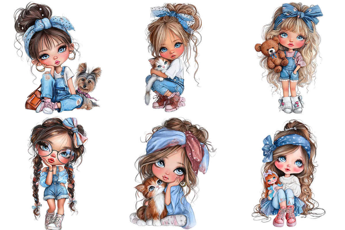 Quirky Cute Little Girl Clipart, an Illustration by Craft Nest (Photo 8 of 10)
