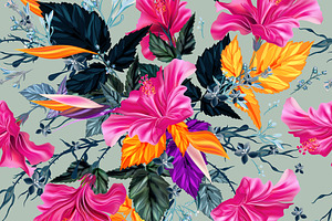 Hawaiian Vibes Exotic Vector Pattern