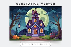 A whimsical haunted house stands ill, a Graphic by Iftikhar Alam
